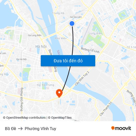 Bồ Đề to Phường Vĩnh Tuy map