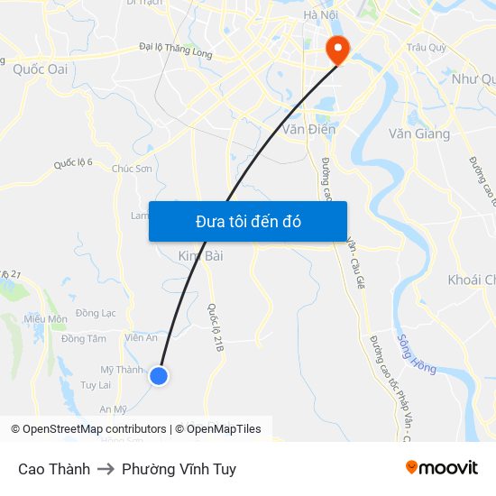 Cao Thành to Phường Vĩnh Tuy map