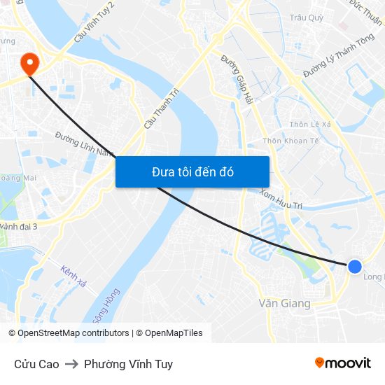 Cửu Cao to Phường Vĩnh Tuy map