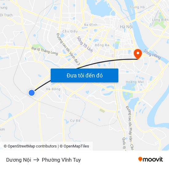 Dương Nội to Phường Vĩnh Tuy map