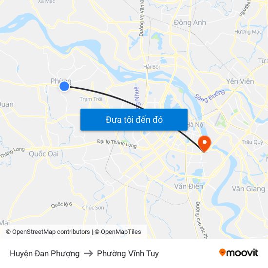Huyện Đan Phượng to Phường Vĩnh Tuy map