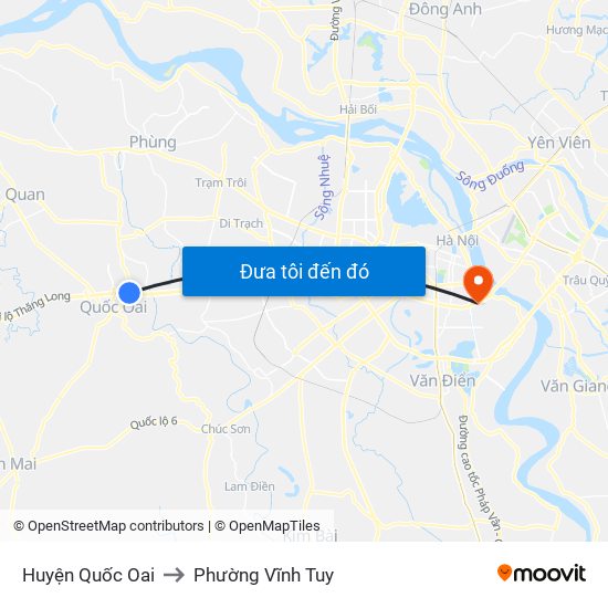 Huyện Quốc Oai to Phường Vĩnh Tuy map