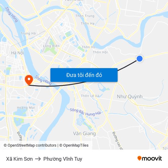 Xã Kim Sơn to Phường Vĩnh Tuy map