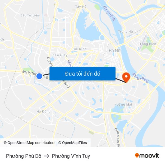 Phường Phú Đô to Phường Vĩnh Tuy map