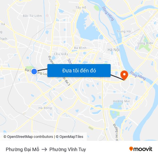 Phường Đại Mỗ to Phường Vĩnh Tuy map