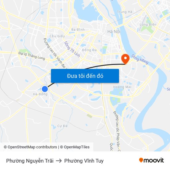 Phường Nguyễn Trãi to Phường Vĩnh Tuy map