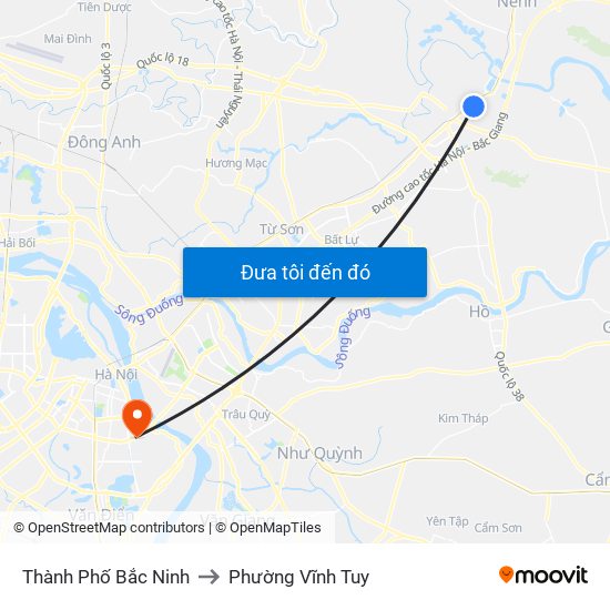 Thành Phố Bắc Ninh to Phường Vĩnh Tuy map