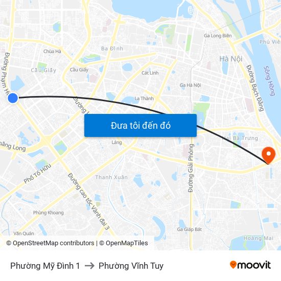 Phường Mỹ Đình 1 to Phường Vĩnh Tuy map