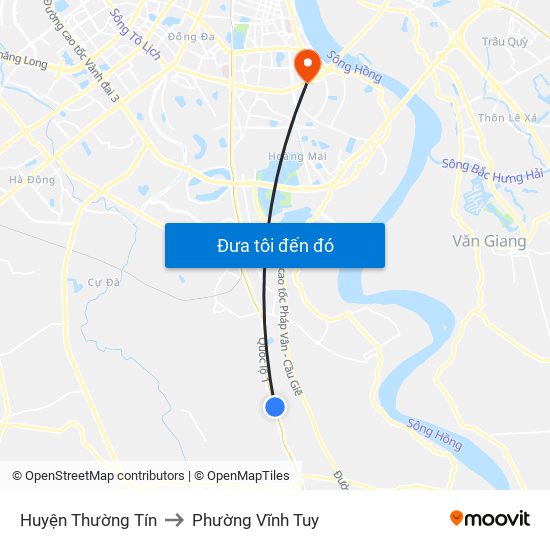 Huyện Thường Tín to Phường Vĩnh Tuy map