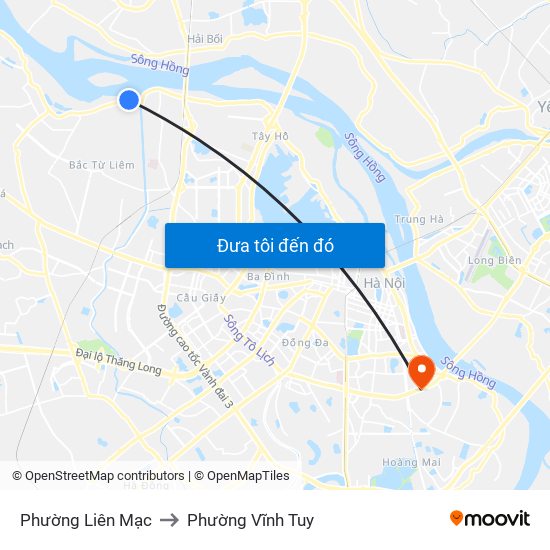 Phường Liên Mạc to Phường Vĩnh Tuy map