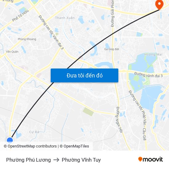 Phường Phú Lương to Phường Vĩnh Tuy map