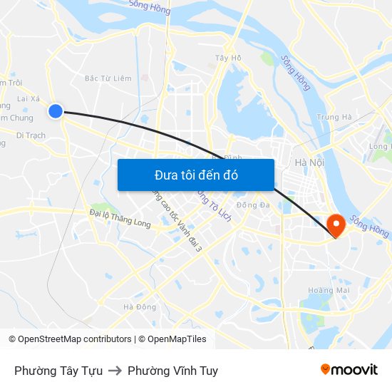 Phường Tây Tựu to Phường Vĩnh Tuy map