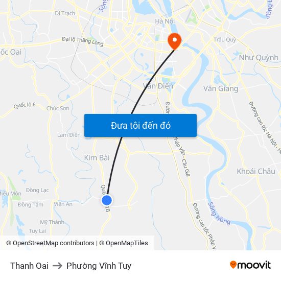 Thanh Oai to Phường Vĩnh Tuy map