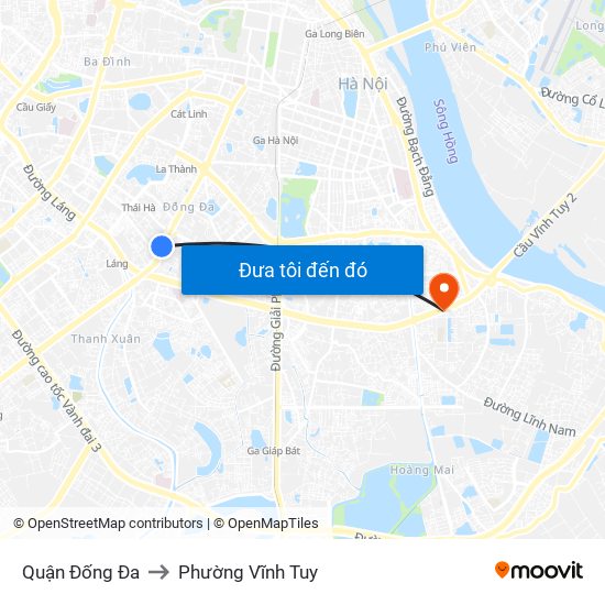 Quận Đống Đa to Phường Vĩnh Tuy map