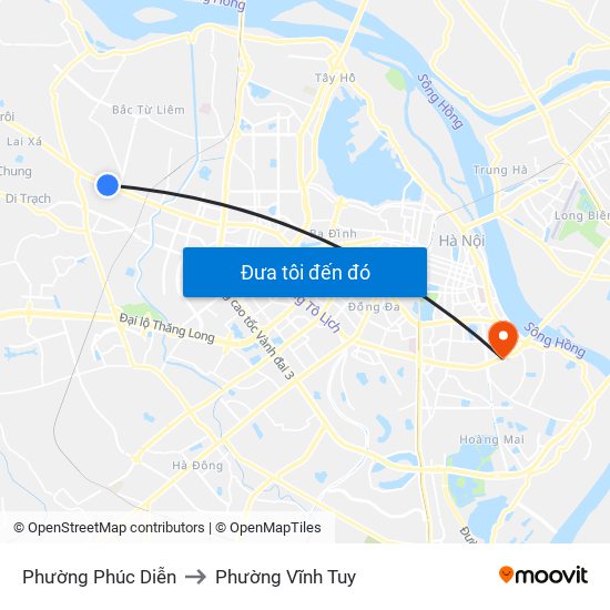 Phường Phúc Diễn to Phường Vĩnh Tuy map