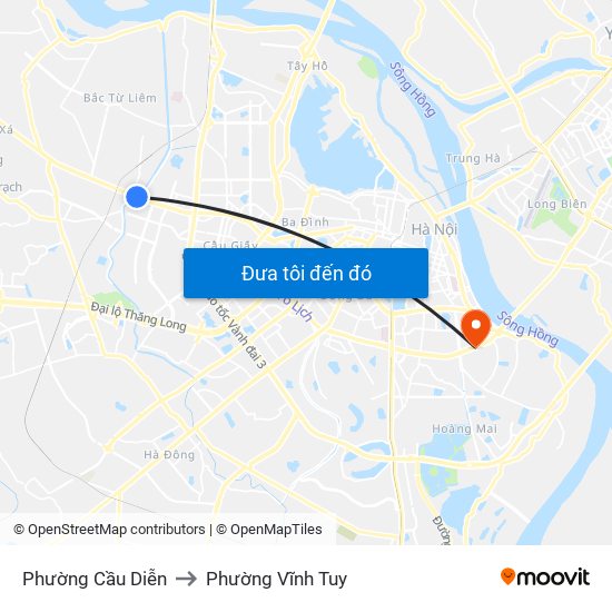 Phường Cầu Diễn to Phường Vĩnh Tuy map