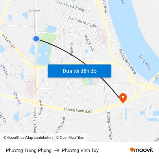 Phường Trung Phụng to Phường Vĩnh Tuy map