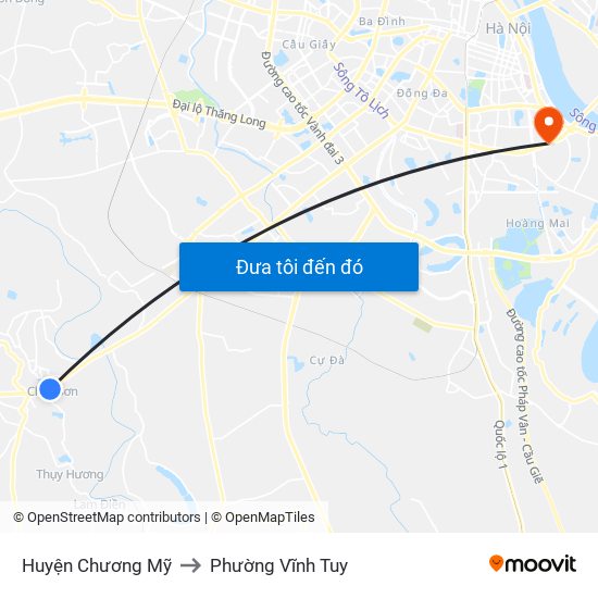 Huyện Chương Mỹ to Phường Vĩnh Tuy map