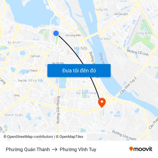 Phường Quán Thánh to Phường Vĩnh Tuy map