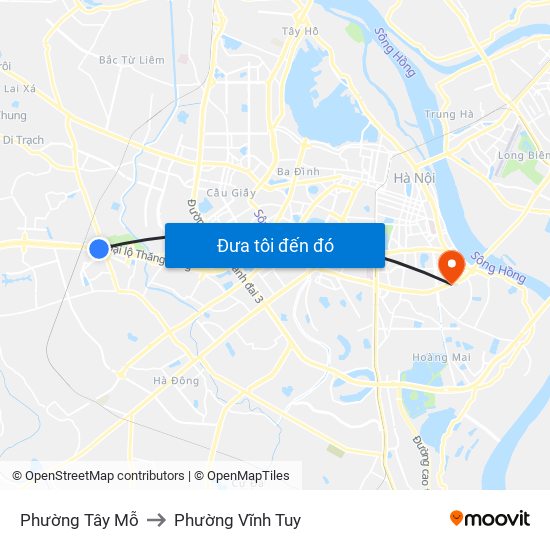 Phường Tây Mỗ to Phường Vĩnh Tuy map