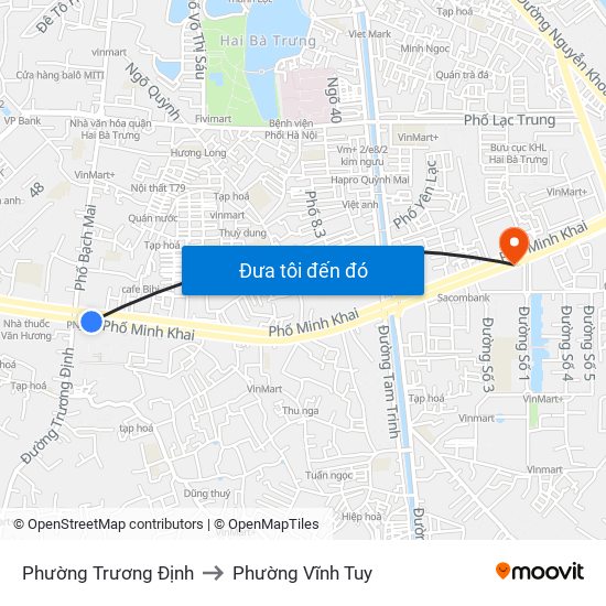 Phường Trương Định to Phường Vĩnh Tuy map