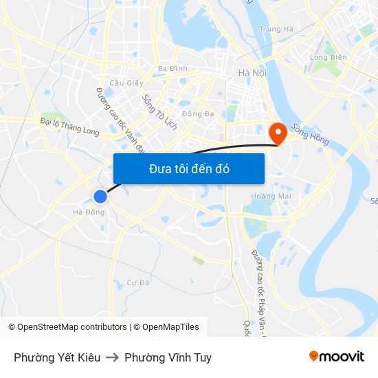 Phường Yết Kiêu to Phường Vĩnh Tuy map