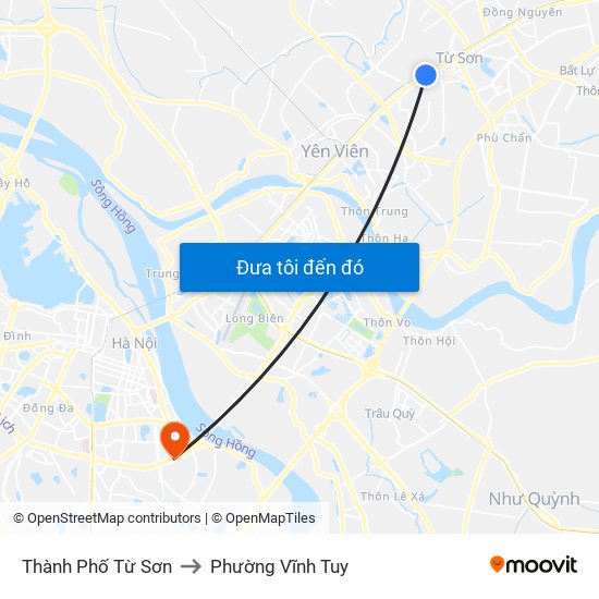 Thành Phố Từ Sơn to Phường Vĩnh Tuy map