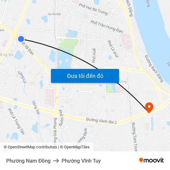 Phường Nam Đồng to Phường Vĩnh Tuy map
