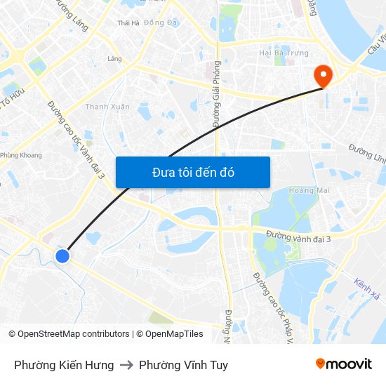 Phường Kiến Hưng to Phường Vĩnh Tuy map