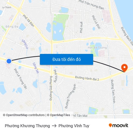 Phường Khương Thượng to Phường Vĩnh Tuy map