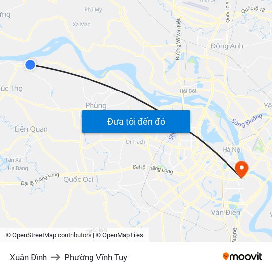 Xuân Đình to Phường Vĩnh Tuy map