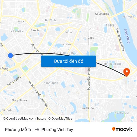 Phường Mễ Trì to Phường Vĩnh Tuy map