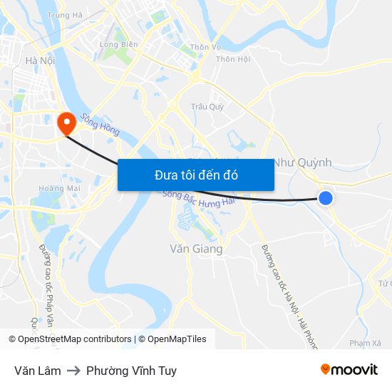 Văn Lâm to Phường Vĩnh Tuy map