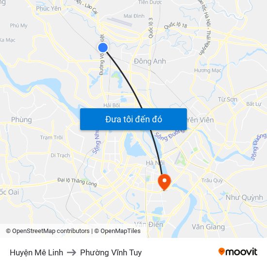 Huyện Mê Linh to Phường Vĩnh Tuy map