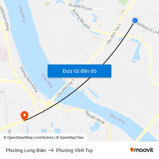 Phường Long Biên to Phường Vĩnh Tuy map