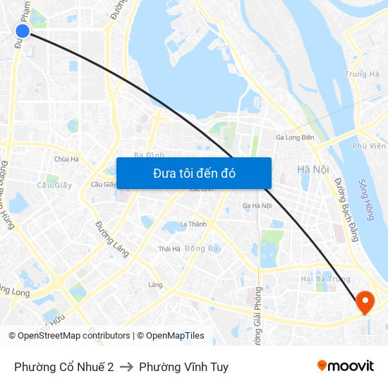 Phường Cổ Nhuế 2 to Phường Vĩnh Tuy map