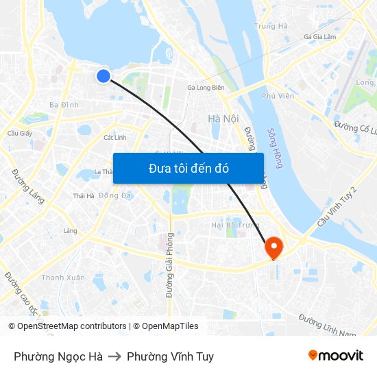 Phường Ngọc Hà to Phường Vĩnh Tuy map