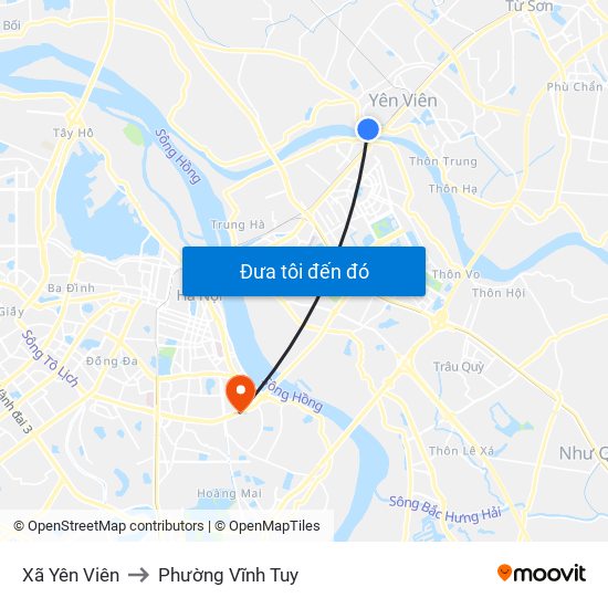 Xã Yên Viên to Phường Vĩnh Tuy map