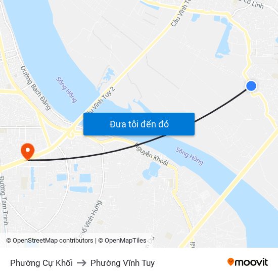 Phường Cự Khối to Phường Vĩnh Tuy map