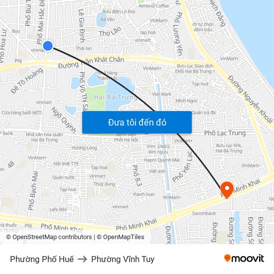 Phường Phố Huế to Phường Vĩnh Tuy map