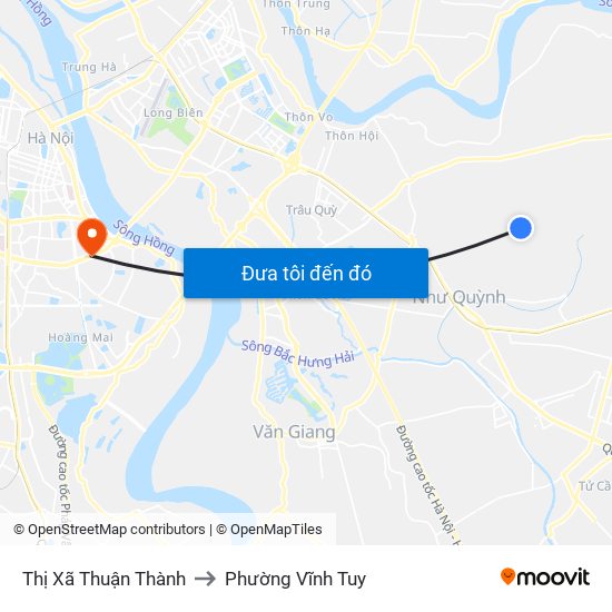 Thị Xã Thuận Thành to Phường Vĩnh Tuy map