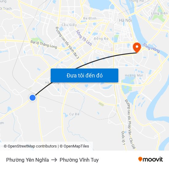 Phường Yên Nghĩa to Phường Vĩnh Tuy map