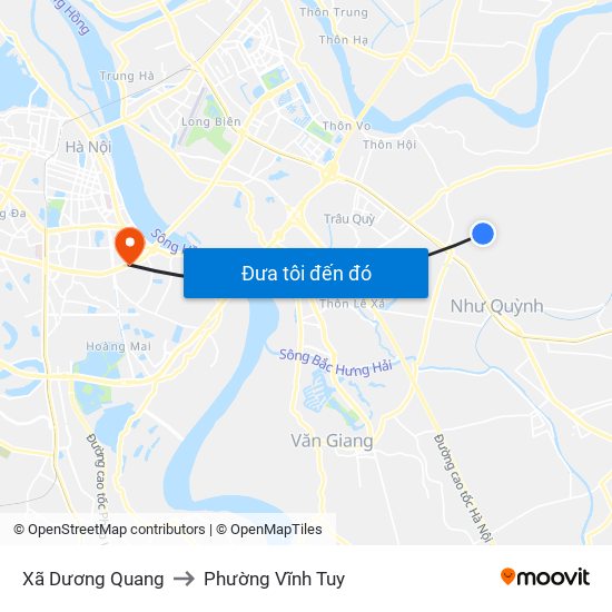 Xã Dương Quang to Phường Vĩnh Tuy map