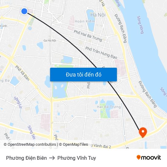 Phường Điện Biên to Phường Vĩnh Tuy map