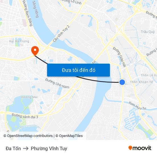 Đa Tốn to Phường Vĩnh Tuy map