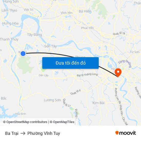 Ba Trại to Phường Vĩnh Tuy map