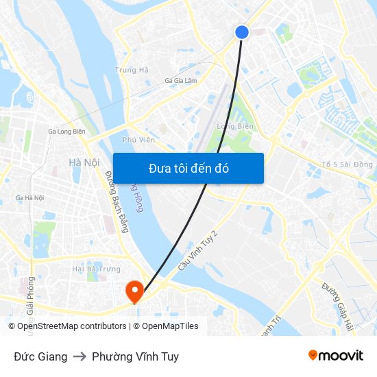 Đức Giang to Phường Vĩnh Tuy map