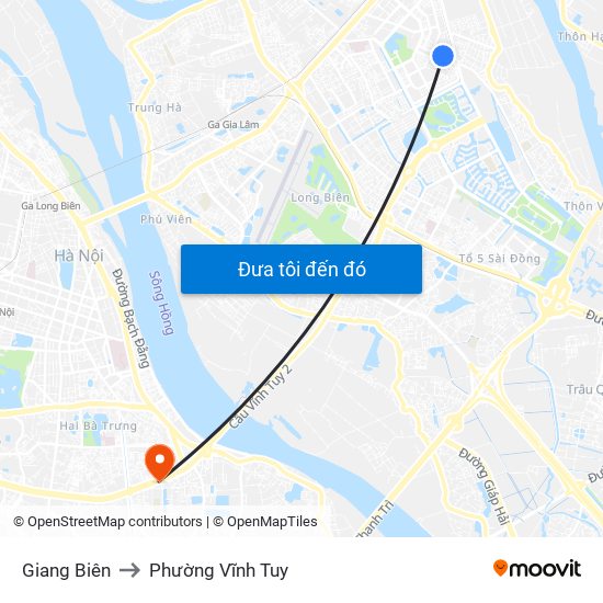 Giang Biên to Phường Vĩnh Tuy map