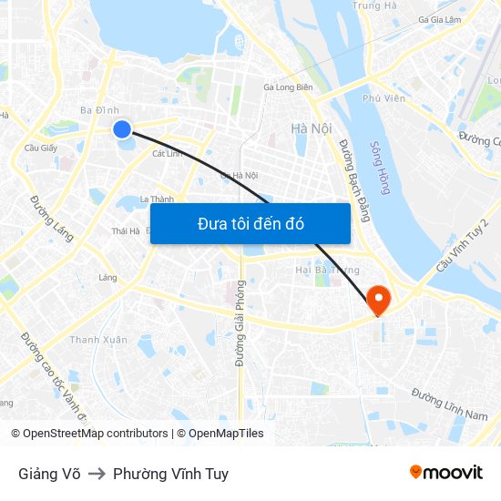 Giảng Võ to Phường Vĩnh Tuy map