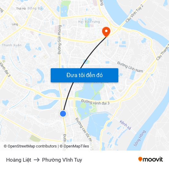 Hoàng Liệt to Phường Vĩnh Tuy map